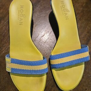 Hogan Women's Yellow and Blue Slide Sandals